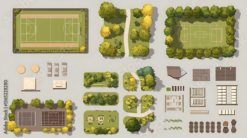 Park  Sports Field Top View.