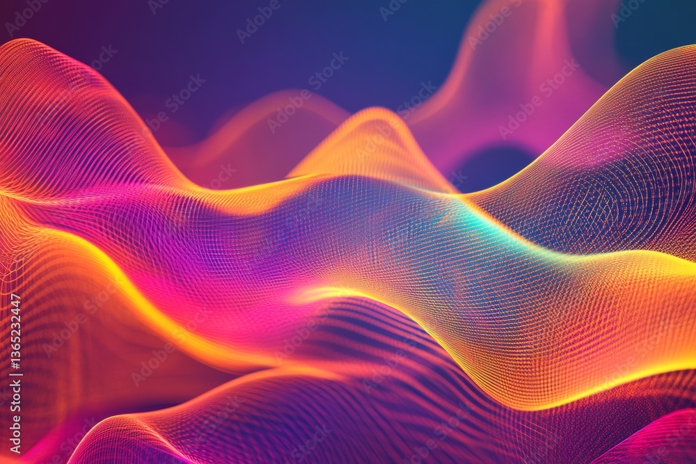 Obraz premium vibrant electric abstract intricate, glowing lines representing brainwaves, with a energetic color palette minimal background with copy space
