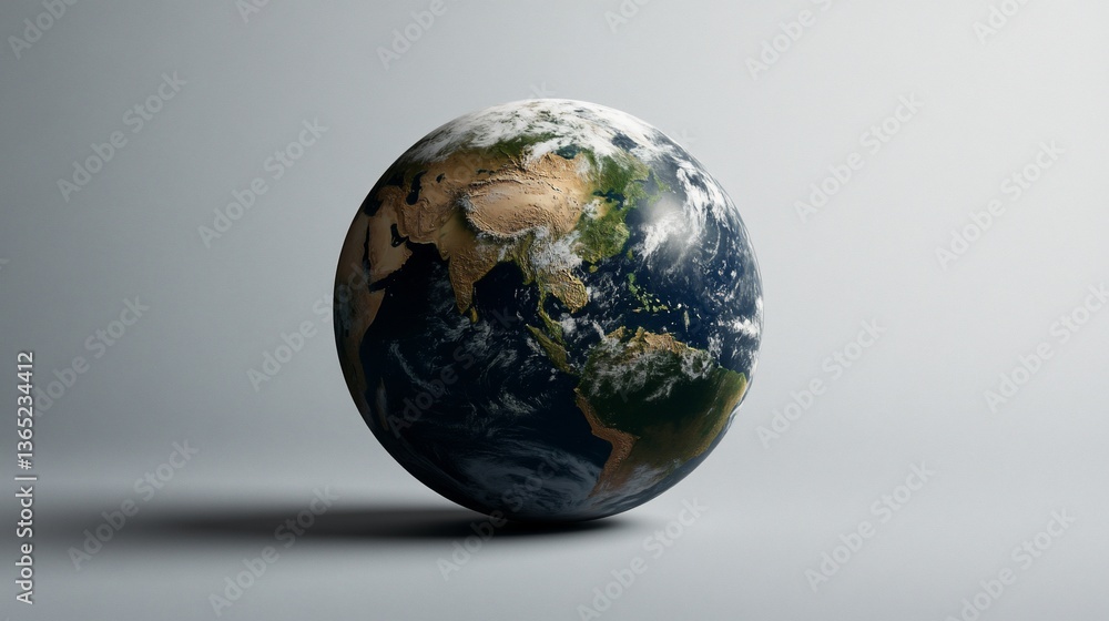 Detailed Earth Globe Depiction with Atmospheric Cloud Formations and Landmasses Detailed Earth Globe Depiction with Atmospheric Cloud Formations and Landmasses