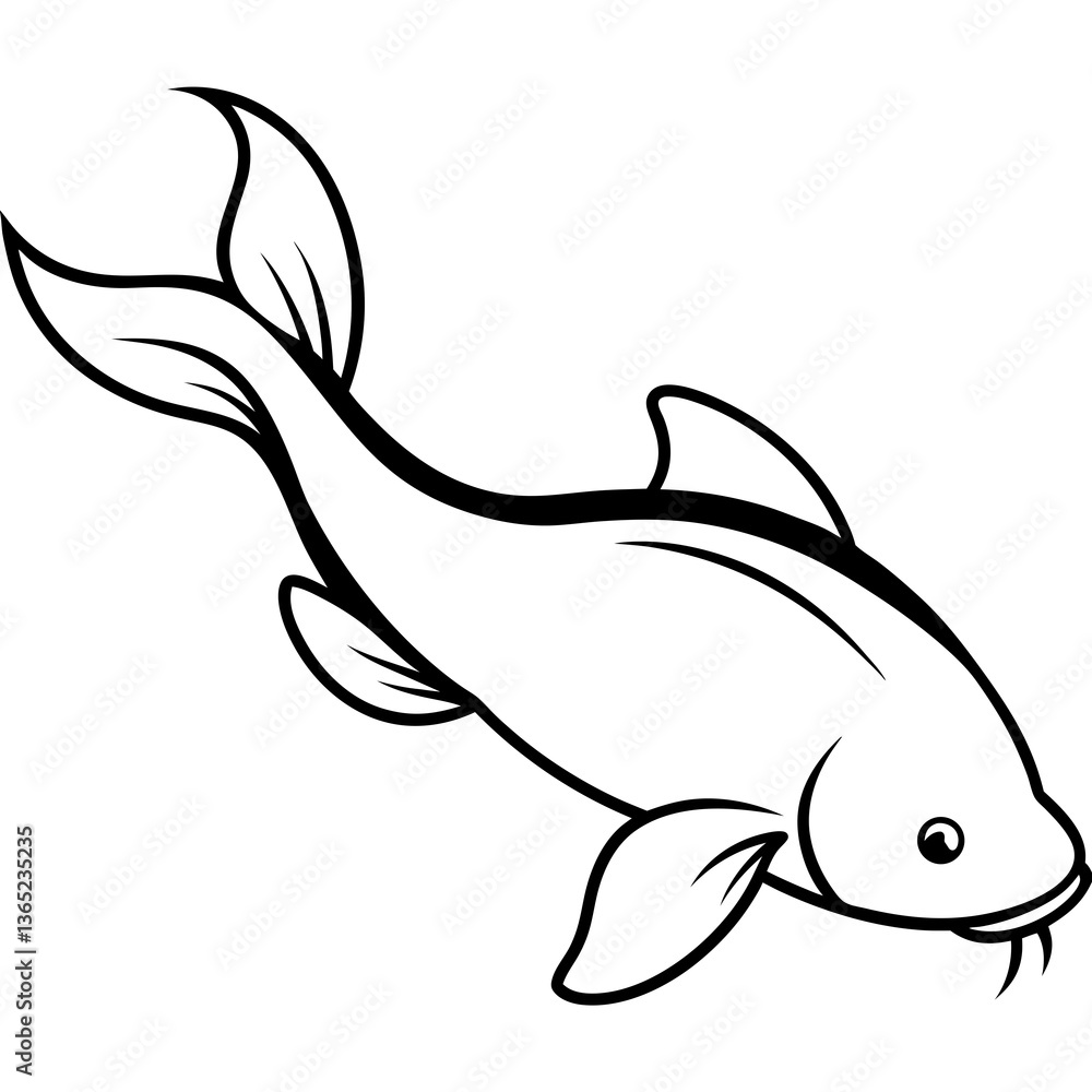 Obraz premium High-quality catfish fish vector illustration, perfect for digital designs, branding, and prints.