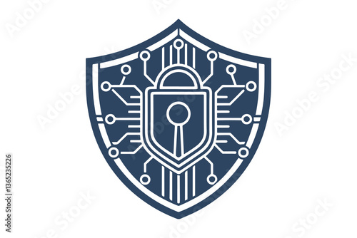 Secure Shield Vector Illustration featuring a padlock and lock, symbolizing cybersecurity, protection, privacy, digital safety, and data encryption in a modern, minimal, and professional design style.