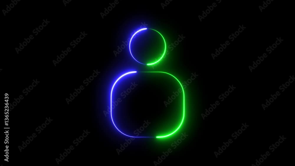 Glowing neon people or person icon animation. Neon professional and entrepreneur or financial advisor concept. business man icon glowing animation on black background. Glowing neon people or person icon animation. Neon professional and entrepreneur or financial advisor concept. business man icon glowing animation on black background.