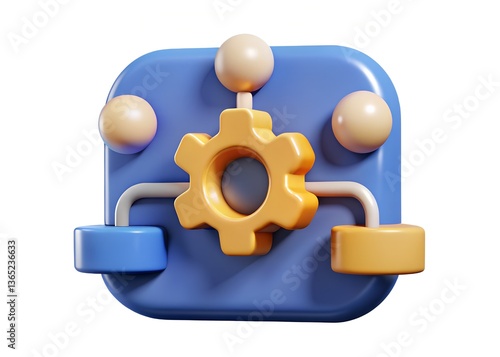 Process Automation: A vibrant 3D rendering of a workflow icon, representing connectivity and business processes.