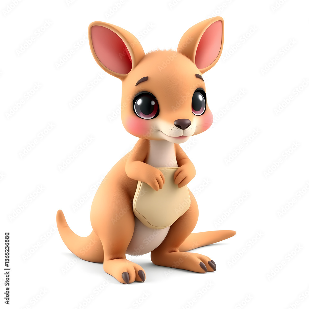 Kangaroo – 3D baby kangaroo, small pouch, long tail, big shiny eyes, pastel brown and pink tones, white background
Generative AI Kangaroo – 3D baby kangaroo, small pouch, long tail, big shiny eyes, pastel brown and pink tones, white background
Generative AI