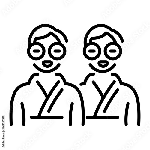 A linear style icon of two spa friends 