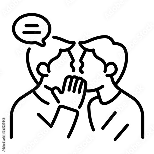 Two friends sharing secrets with each other, linear style icon 