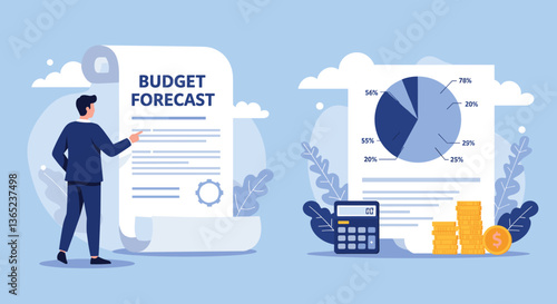 Businessman reviewing budget forecast.