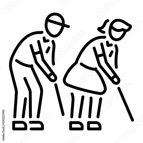 A liner style icon of two elderly friends 