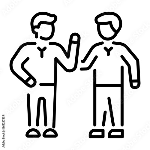 A linear icon of conversation between two friends 