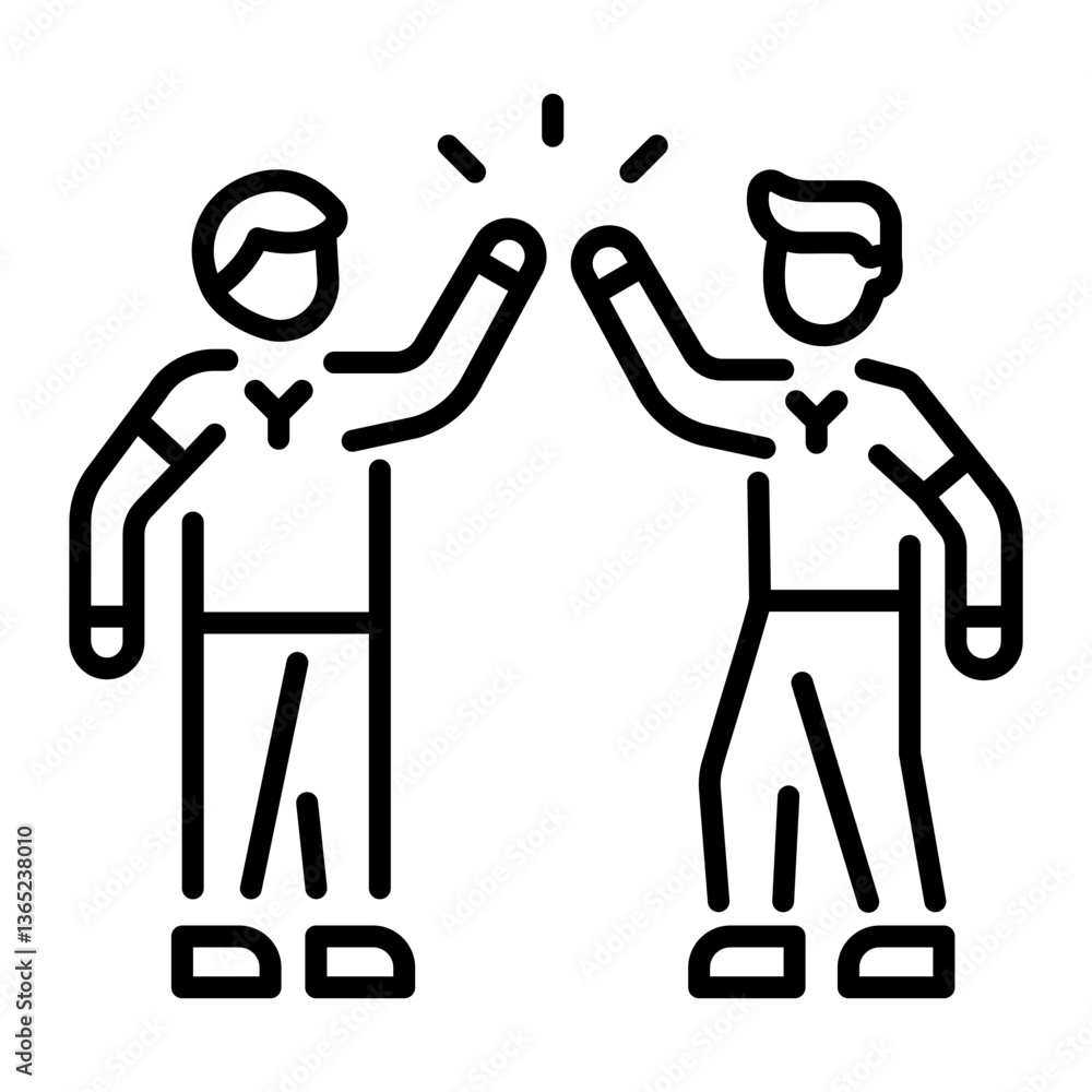 A linear style icon of friends doing gimme five A linear style icon of friends doing gimme five
