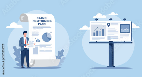 Businessman reviewing brand positioning plan.