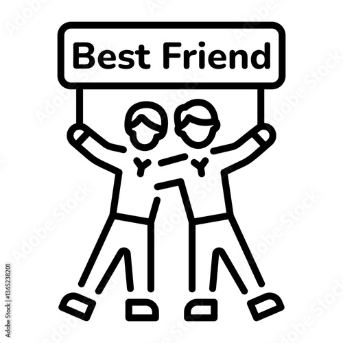 A linear style icon showing two best friends 