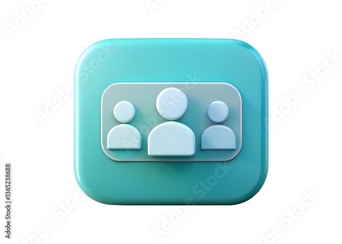 Team Icon: A visually striking, three-dimensional icon featuring stylized figures, representing teamwork and collaboration against a clear, vibrant backdrop. Capturing a modern aesthetic.