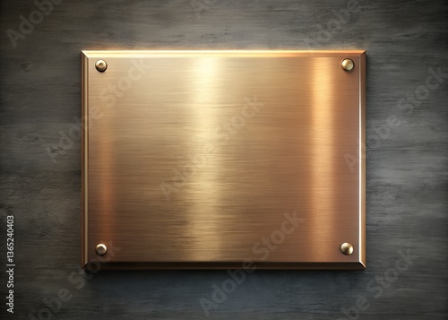 Shining Plaque on a Texture Background: A sleek, bronze plaque is secured with screws against a textured wall, evoking a sense of prestige and understated elegance.