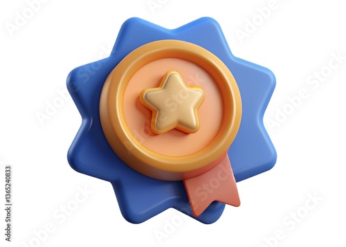 Achieve Excellence: a striking, illustrative representation of a star badge in 3D, signifying excellence and achievement. perfect for conveying messages of high quality, rewards, and recognition. 
