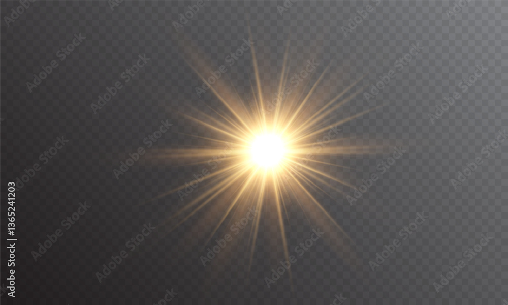 Yellow star flashed with sparkles sun isolated on white background. Soft glow without departing rays, sunlight with lens flare effect. PNG vector light effect. Yellow star flashed with sparkles sun isolated on white background. Soft glow without departing rays, sunlight with lens flare effect. PNG vector light effect.