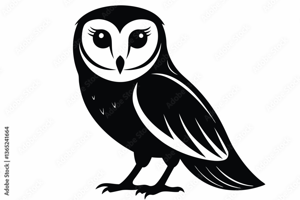 Obraz premium barn owl silhouette black vector