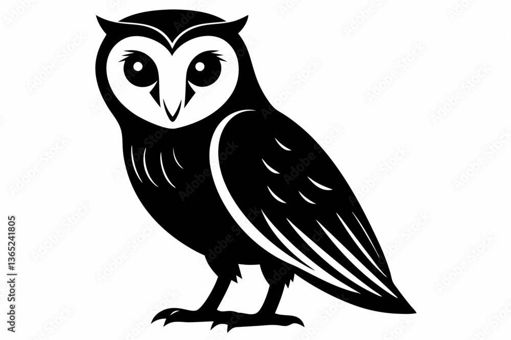 Naklejka premium barn owl silhouette black vector