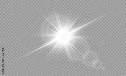 Glow isolated white transparent light effect, sun light with lens flare effect. Sun flush, Overlays, light, Sun, sunrays, transitions, lens flare, light leaks and glare in PNG format. PNG sunlight 