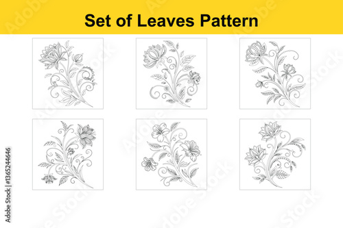 Wallpaper Mural Intricate Line Art Pattern with Leaves and Flourishes Torontodigital.ca