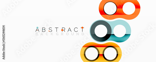 Abstract geometric pattern with interlocking circular and tubular shapes featuring smooth gradients, sharp contrasts, and dynamic layering