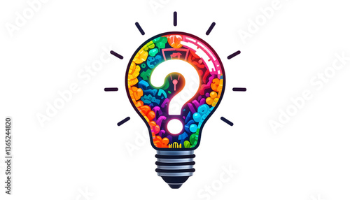 light bulb idea.
Animation of a bulb with a question mark.thinking idea icon concept white background