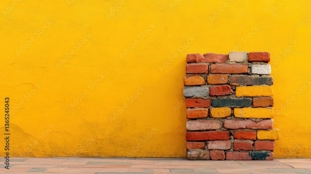 Obraz premium Brick wall Background, A brick wall contrasting with its surroundings in high fidelity.