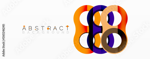 Abstract circle element composition with overlapping circular and tubular shapes featuring smooth gradients, transparency effects, and dynamic layering