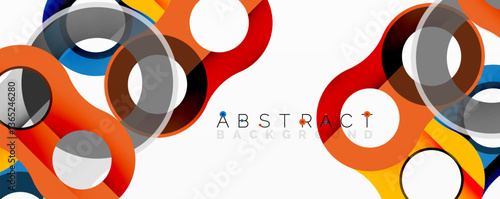 Abstract geometric pattern with interlocking circular and tubular shapes featuring smooth gradients, sharp contrasts, and dynamic layering