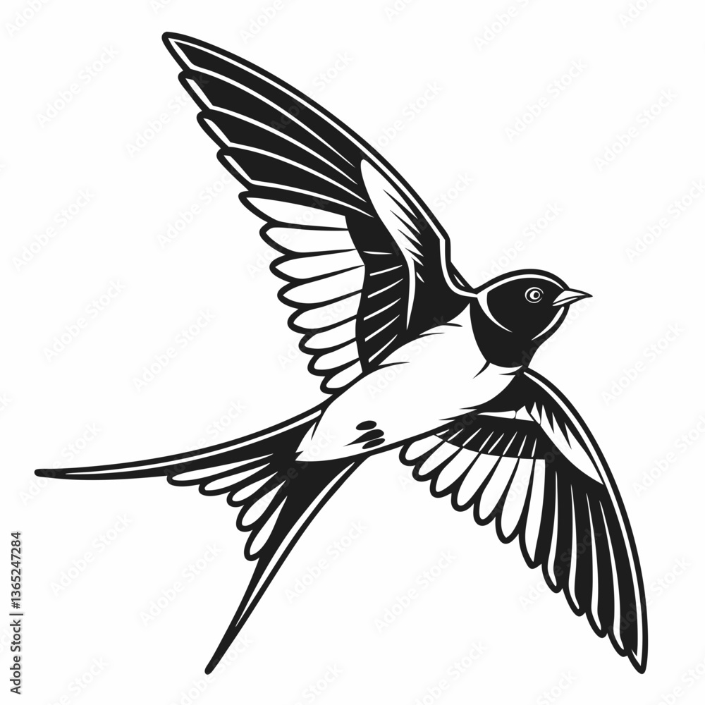 Naklejka premium barn swallow black silhouette icon vector