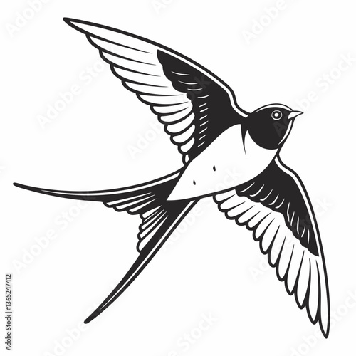 barn swallow black silhouette icon vector