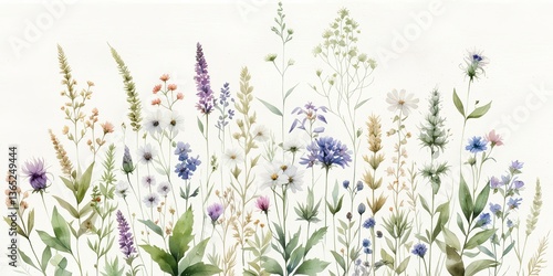 Ilustración de flores silvestres estilo acuarela