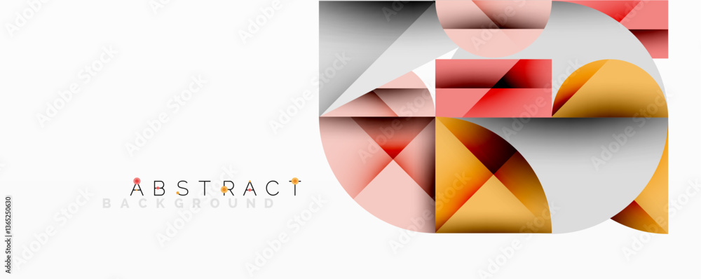 Obraz premium Abstract geometric artwork with overlapping circles and gradients, circle square triangle shapes background featuring sharp angular cuts, smooth shading, and structured layered composition