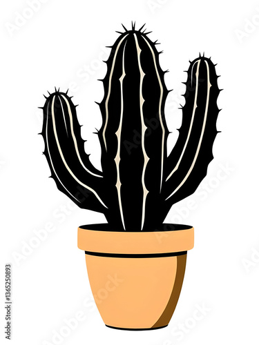 cactus illustration icon, black silhouette vector