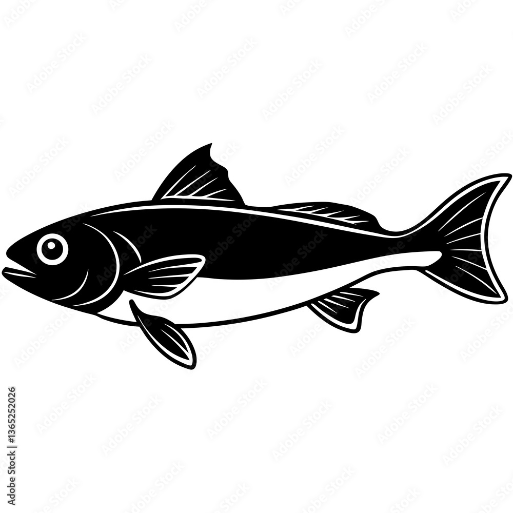 Haddock Fish Vector | High-Quality Digital Illustration for Seafood & Marine Designs Haddock Fish Vector | High-Quality Digital Illustration for Seafood & Marine Designs