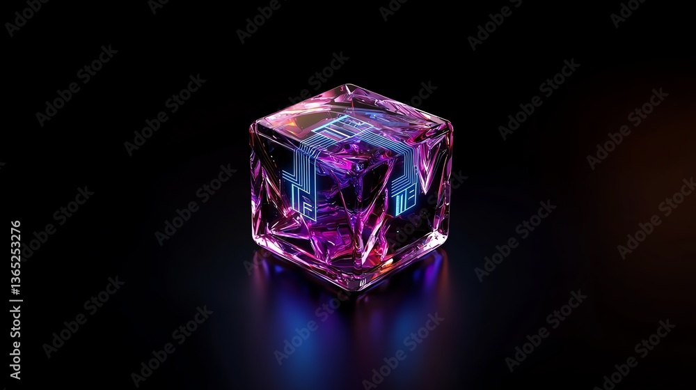 A 3D server icon featuring modular server units inside a futuristic see-through cube, with blue circuit glow A 3D server icon featuring modular server units inside a futuristic see-through cube, with blue circuit glow