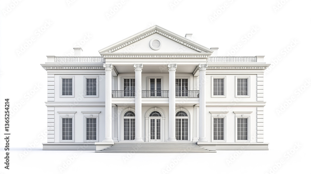 Fototapeta premium Classic house with columns on white background