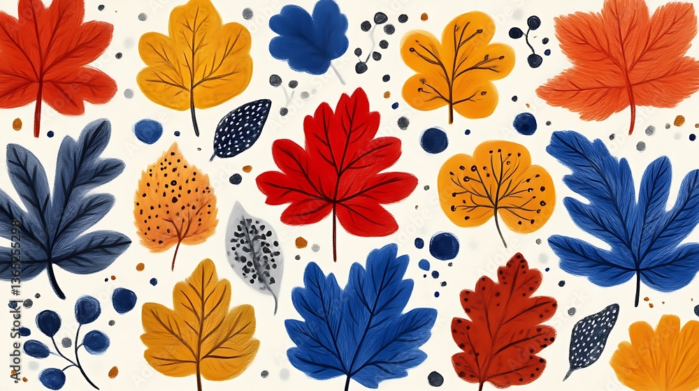 Fototapeta premium Autumn Leaves Pattern Background. (1)