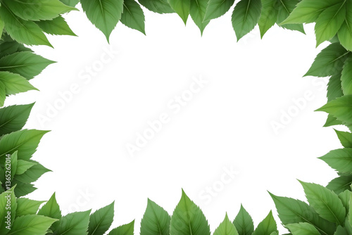 frame made of green leaves on a white background