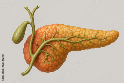 Pancreas and Gallbladder: 3D Medical Illustration