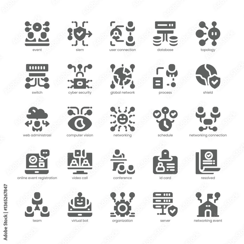 Fototapeta premium Networking Event Icon pack for your website, mobile, presentation, and logo design. Networking Event Icon solid design. Vector graphics illustration and editable stroke.