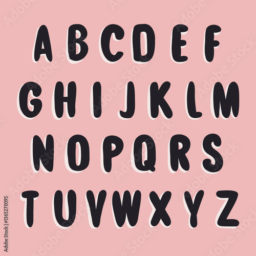 Playful Vector Alphabet Typographic Letters with Drop Shadow 