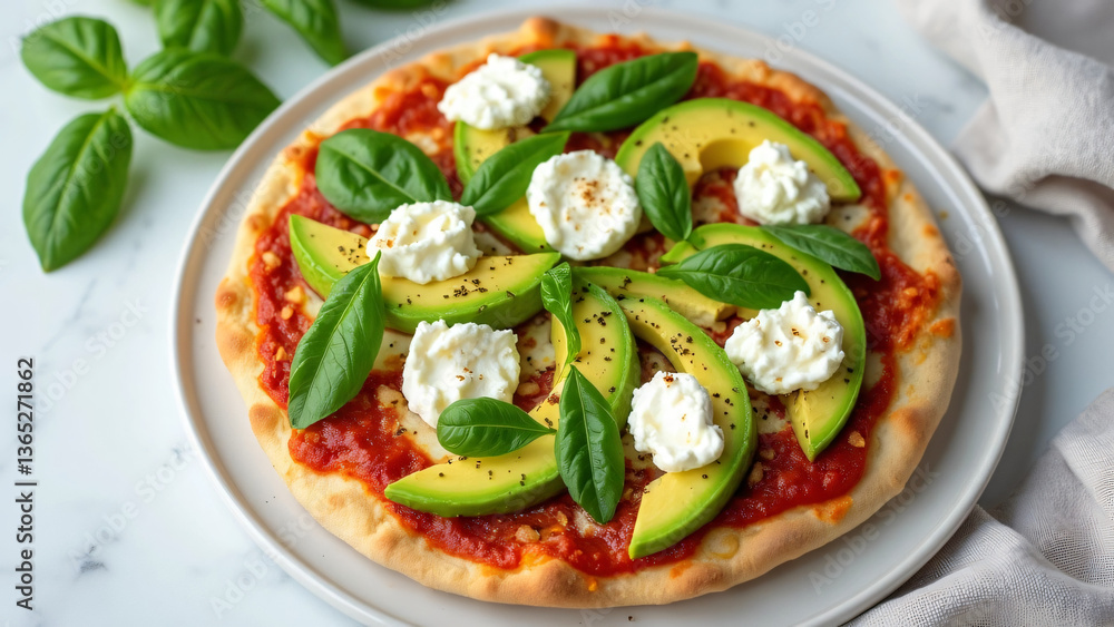 Avocado and Goat Cheese Pizza with Fresh Basil Avocado and Goat Cheese Pizza with Fresh Basil