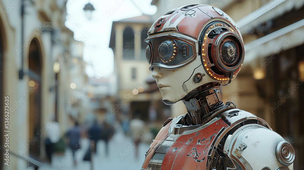 Fototapeta premium Futuristic Androids: Artificial Intelligence and Urban Life in Modern Cities