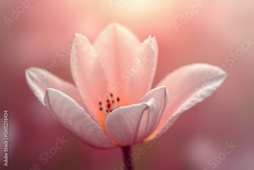 Delicate Pink Flower in a Soft Glowing Background, Radiating Elegance and Serenity, AI-generated