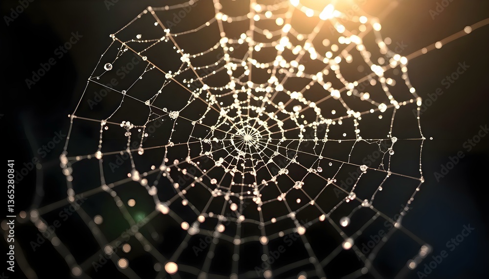 a spider web with water drops on it a spider web with water drops on it