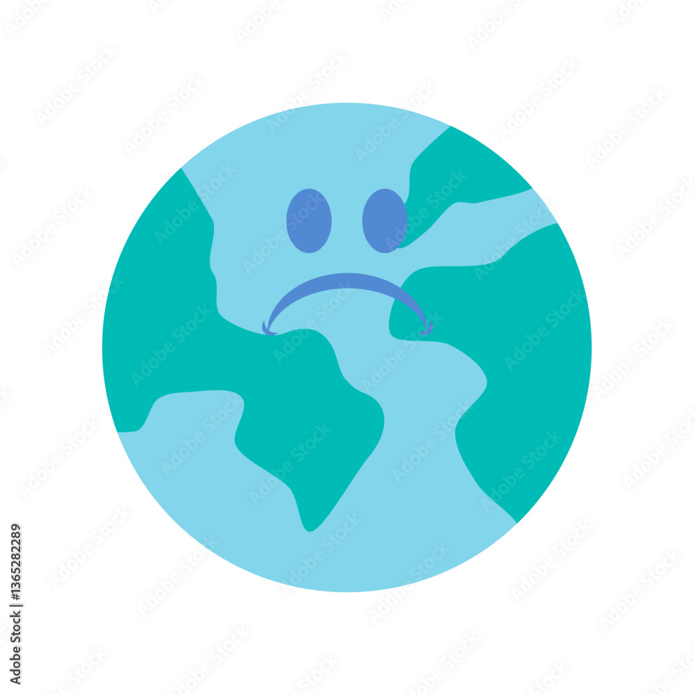 Earth Illustration with Sad Face on Transparent Background Earth Illustration with Sad Face on Transparent Background