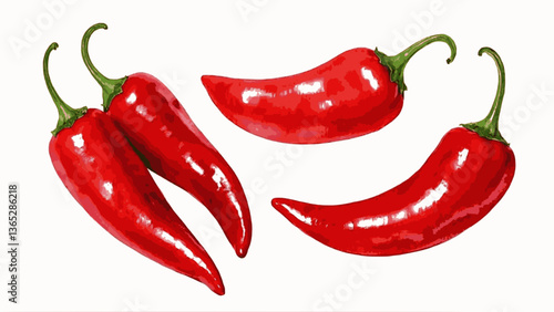 Fresh red chili  isolated watercolor vector illustration svg