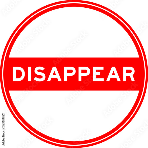 Red color round seal sticker in word disappear on white background