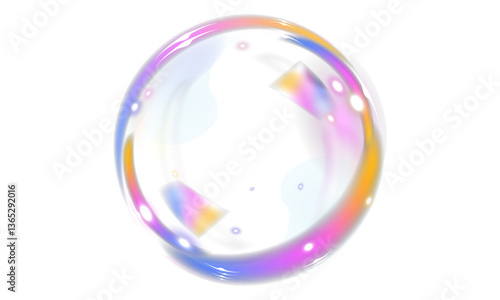 Realistic soap bubbles with rainbow reflection on transparent background. Delicate floating bubbles for beauty, hygiene, spa, and clean airy design. Vector illustration.Transparent PNG available.